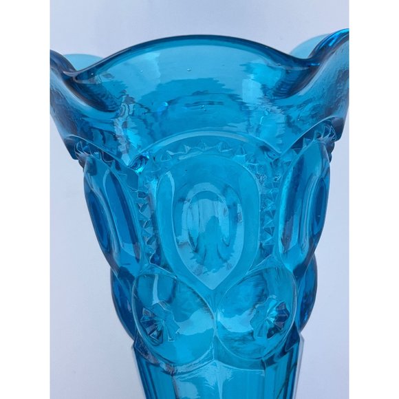 Vintage L E Smith Moon Stars Colonial Blue Glass Bud Vase USA - Picture 2 of 4